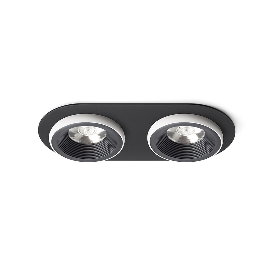 Lumină fixă ​​încastrată cu modul LED de 10W, SHARM R II negru/alb 230V 2x10W 24° 3000K