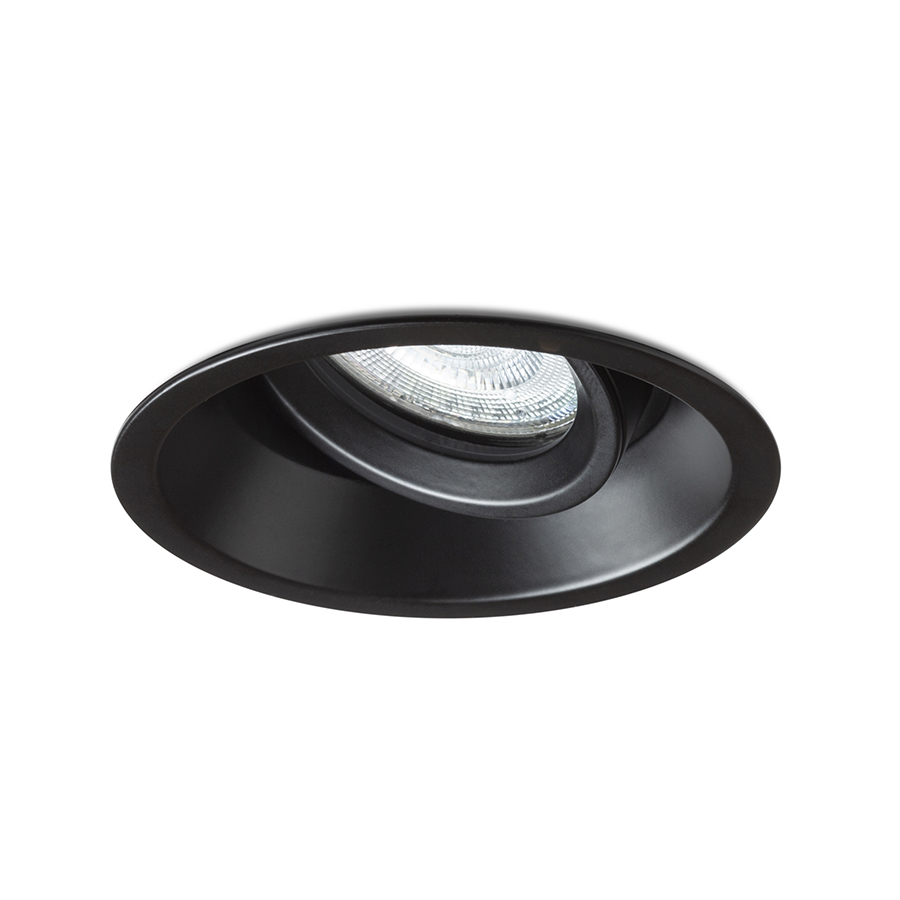 Corp de iluminat circular ușor înclinat cu bec încorporat, metal vopsit, SOBER încastrat negru 230V LED GU10 7W