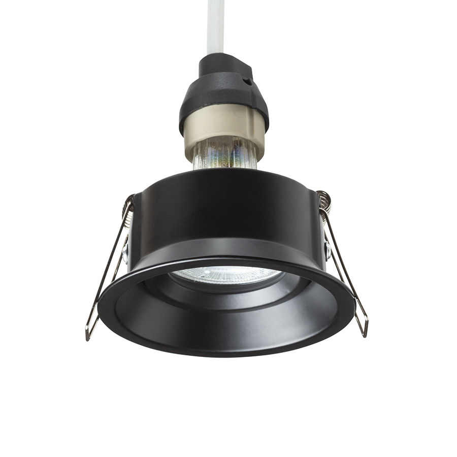Corp de iluminat circular ușor înclinat cu bec încorporat, metal vopsit, SOBER încastrat negru 230V LED GU10 7W