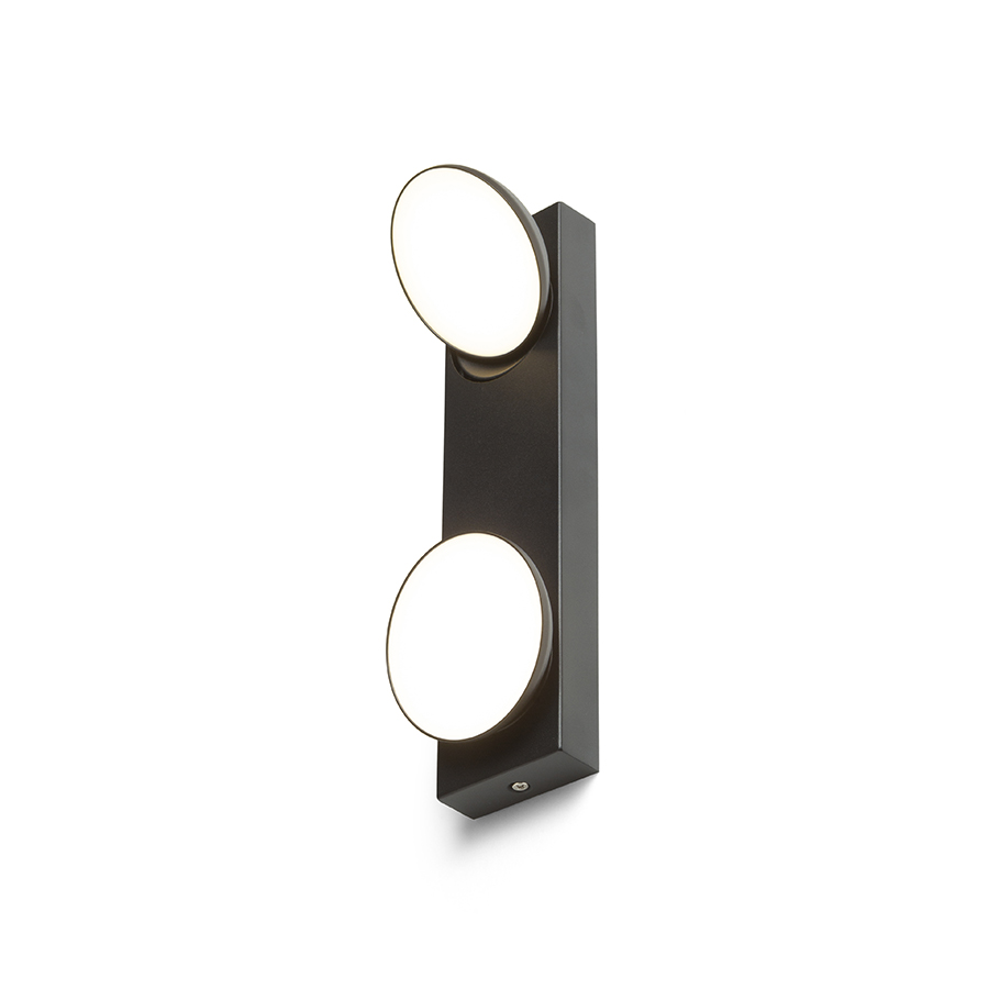 Lampa LED montata la suprafață, cu un cap rotativ in formă de farfurie si un difuzor de culoare opal, ELISEO II montat pe suprafață negru 230V 2x5W 3000K
