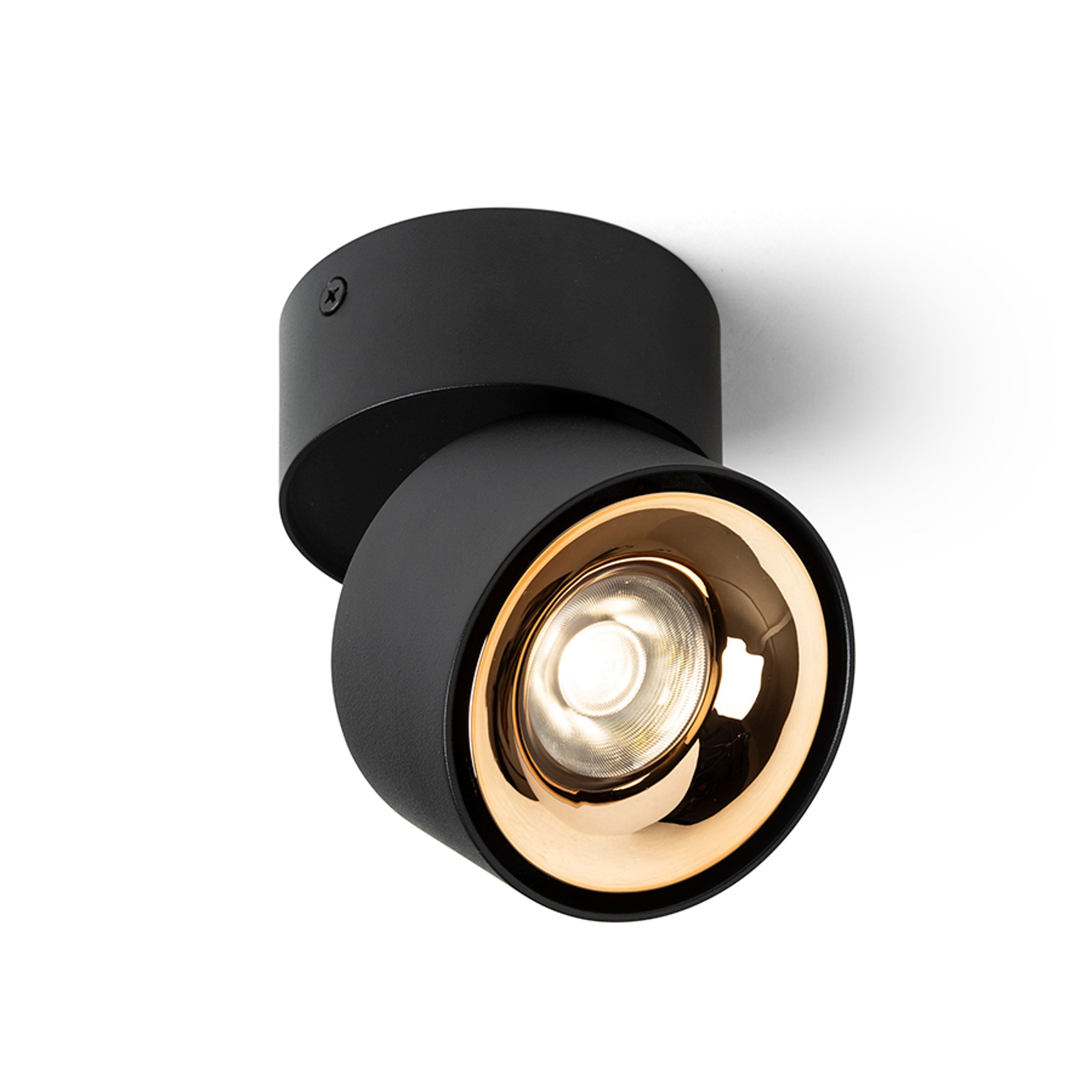 Spot LED cilindric reglabil montat pe suprafata, ALBANO pe suprafață negru/auriu 230V 5W 24° 3000K