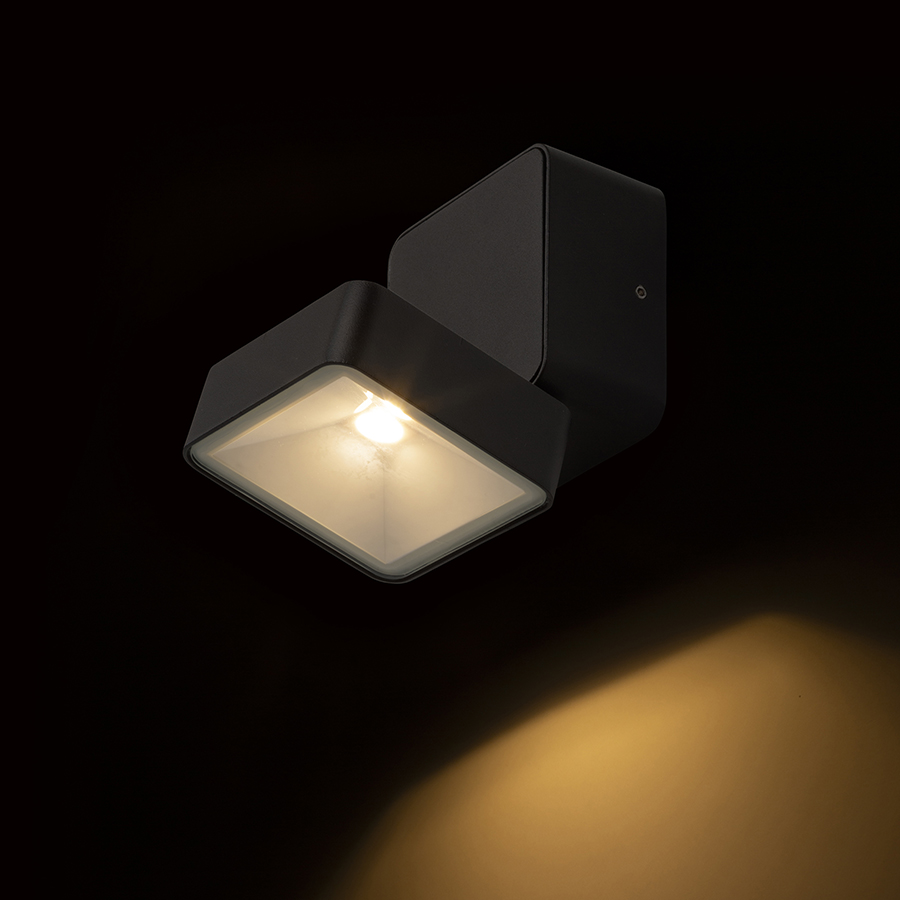 Spot LED pentru exterior, montat pe suprafața, cu funcție de inclinare, care poate fi montat pe, FLAVIO SQ pe suprafață negru 230V 6W 110° IP54 3000K