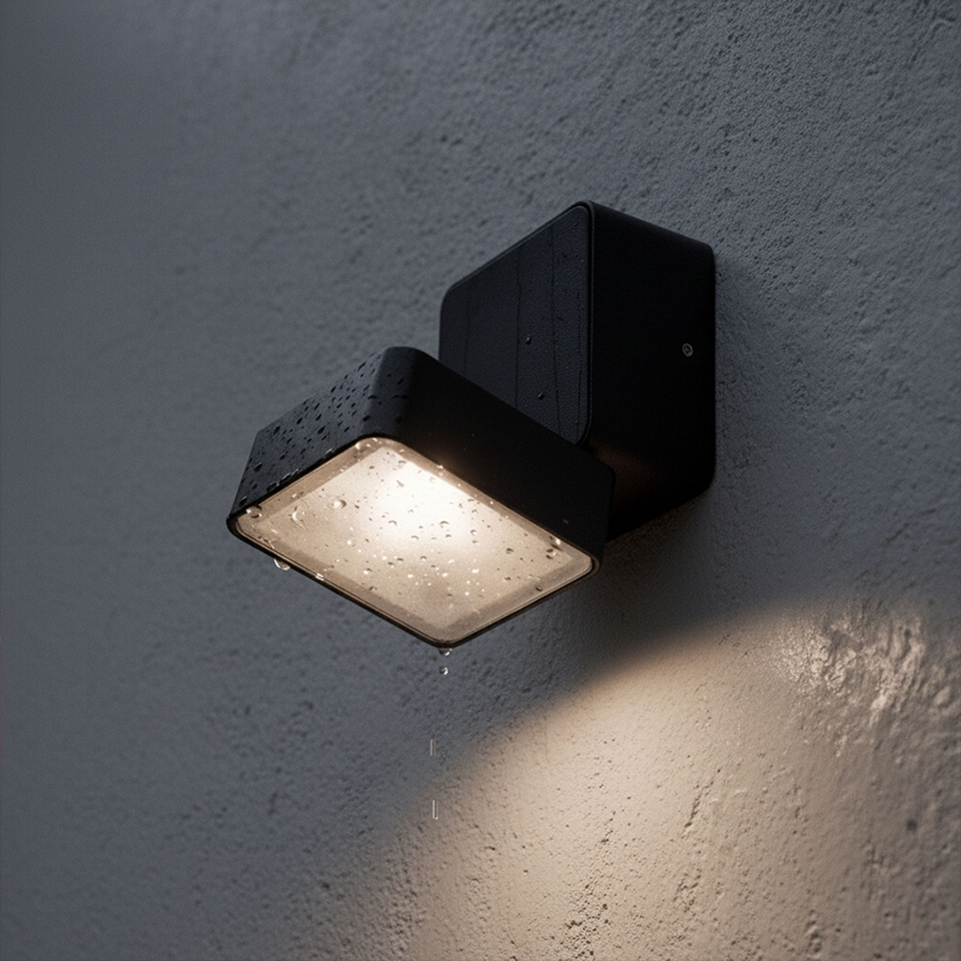 Spot LED pentru exterior, montat pe suprafața, cu funcție de inclinare, care poate fi montat pe, FLAVIO SQ pe suprafață negru 230V 6W 110° IP54 3000K