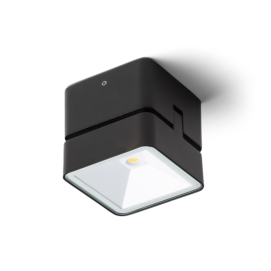 Spot LED pentru exterior, montat pe suprafața, cu funcție de inclinare, care poate fi montat pe, FLAVIO SQ pe suprafață negru 230V 6W 110° IP54 3000K