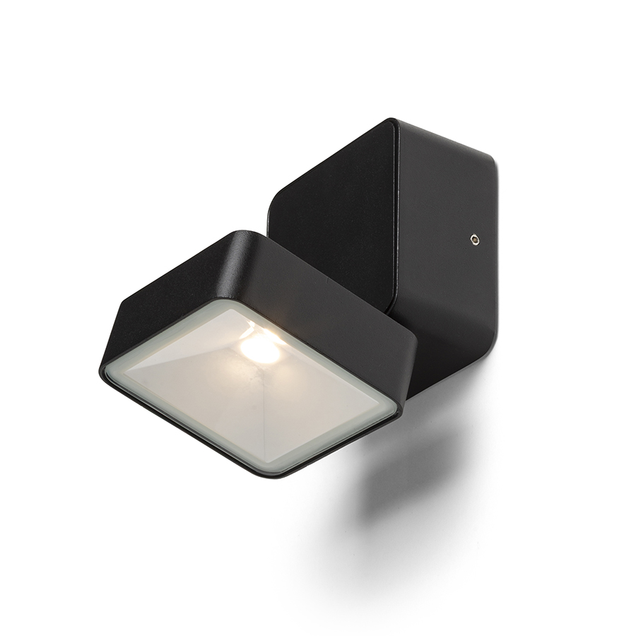 Spot LED pentru exterior, montat pe suprafața, cu funcție de inclinare, care poate fi montat pe, FLAVIO SQ pe suprafață negru 230V 6W 110° IP54 3000K