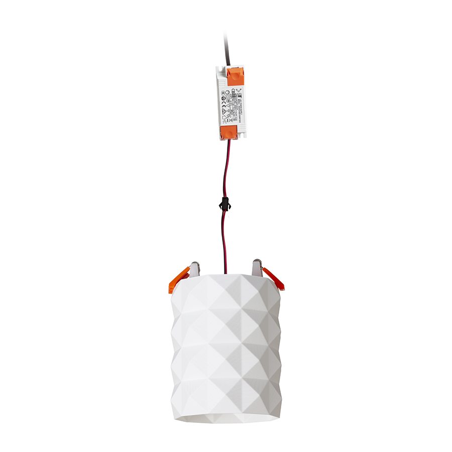 O lampă cu LED incastrat pentru un tavan din gips-carton cu adancime redusa si abajur decorativ, MARENGA RD6 96 încastrat alb Eco PLA 230V 6W 3000K