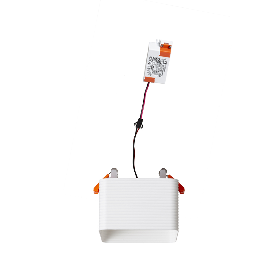 O lampa cu LED incastrat pentru un tavan din gips-carton cu adancime redusa si abajur decorativ, MARENGA SQR3 60 încastrat alb Eco PLA 230V 6W 3000K