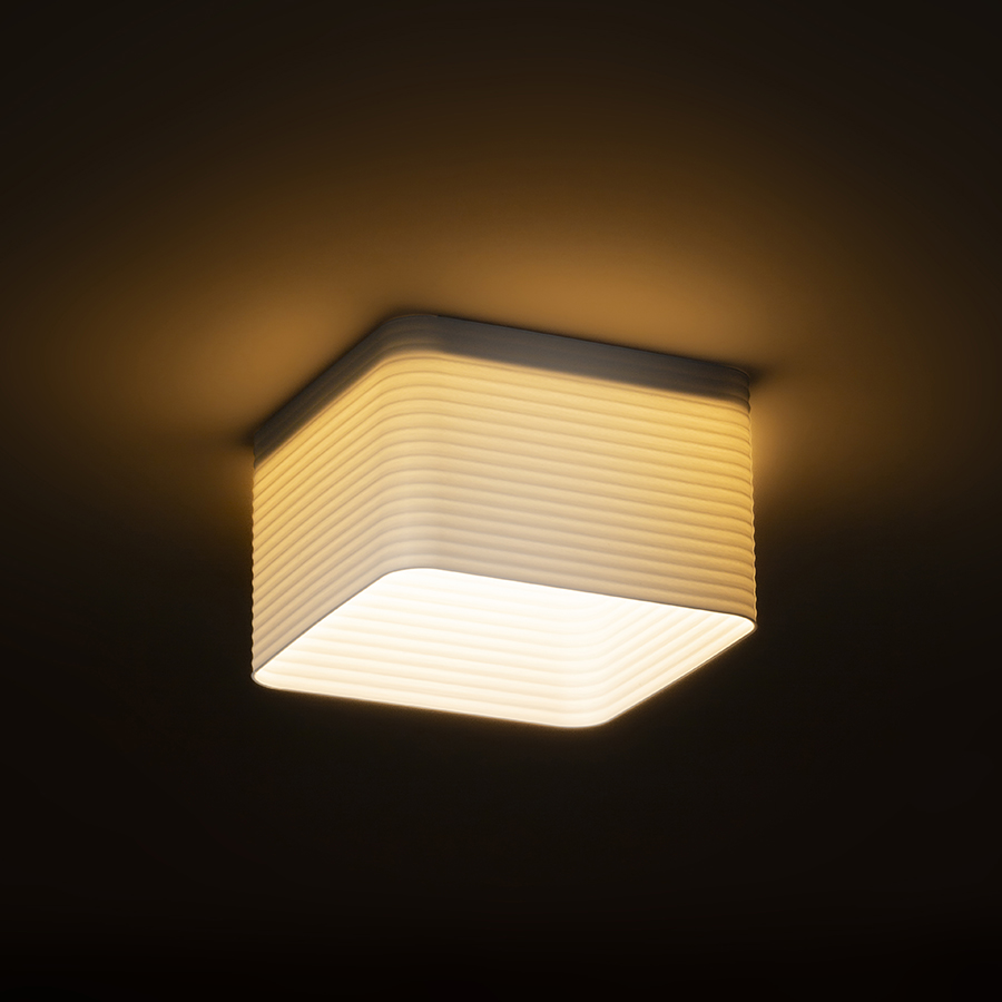 O lampa cu LED incastrat pentru un tavan din gips-carton cu adancime redusa si abajur decorativ, MARENGA SQR3 60 încastrat alb Eco PLA 230V 6W 3000K