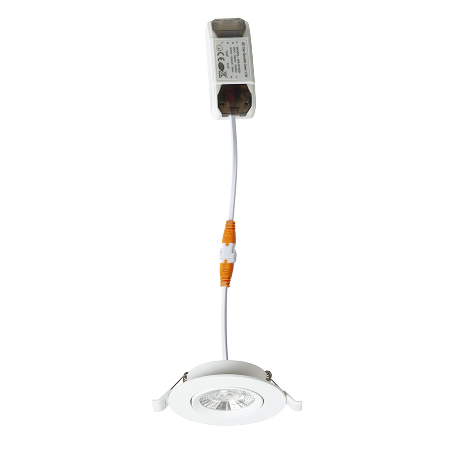 Lumină LED incastrabilă, reglabilă, pentru instalare in tavane de gips-carton cu adâncime redusă, NEFRIT DIMM incastrat alb 230V 6W 36° 3000K