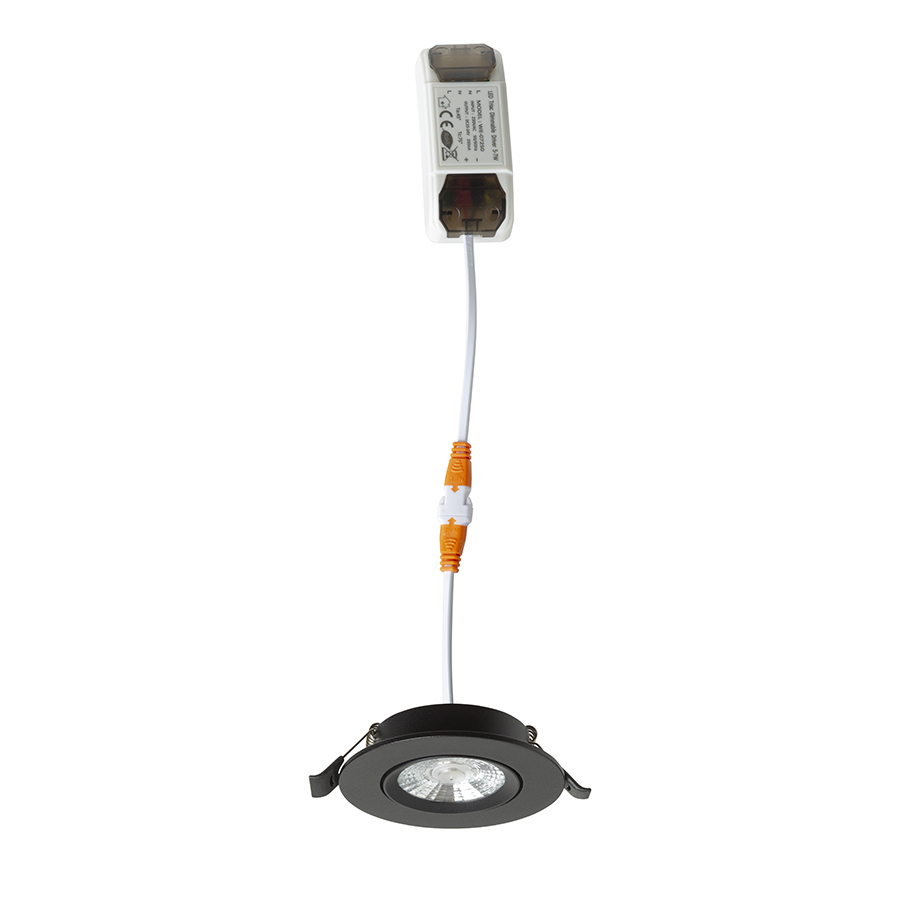 Lumină LED incastrabilă, reglabilă, pentru instalare in tavane de gips-carton cu adâncime redusă, NEFRIT DIMM incastrat negru 230V 6W 36° 3000K