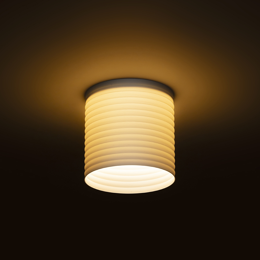 O lampă cu LED incastrat pentru un tavan din gips-carton cu adancime redusă si abajur decorativ, MARENGA RR4 90 încastrat alb Eco PLA 230V 6W 3000K