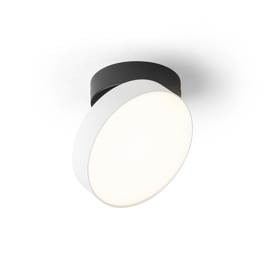 Corp LED plat montat pe suprafață, cu capacitatea de a inclina si roti secțiunea luminoasă Corpul, ARETHA pe suprafață alb/negru 230V 12W 3000K