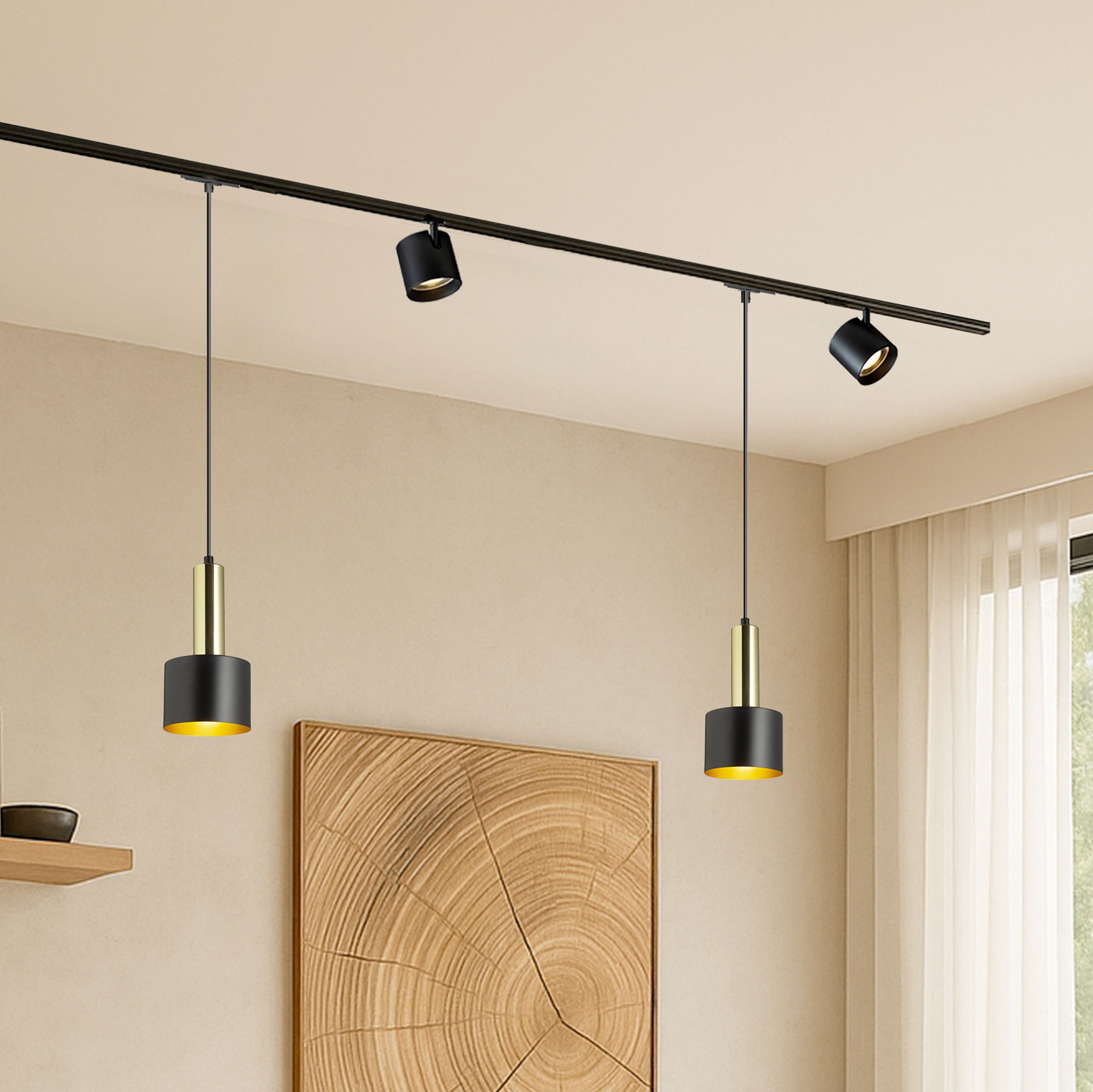 Spot LED cilindric pentru șinele cu 1 circuit, IRIS 9 șină cu 1 negru 230V 12W 24° 3000K
