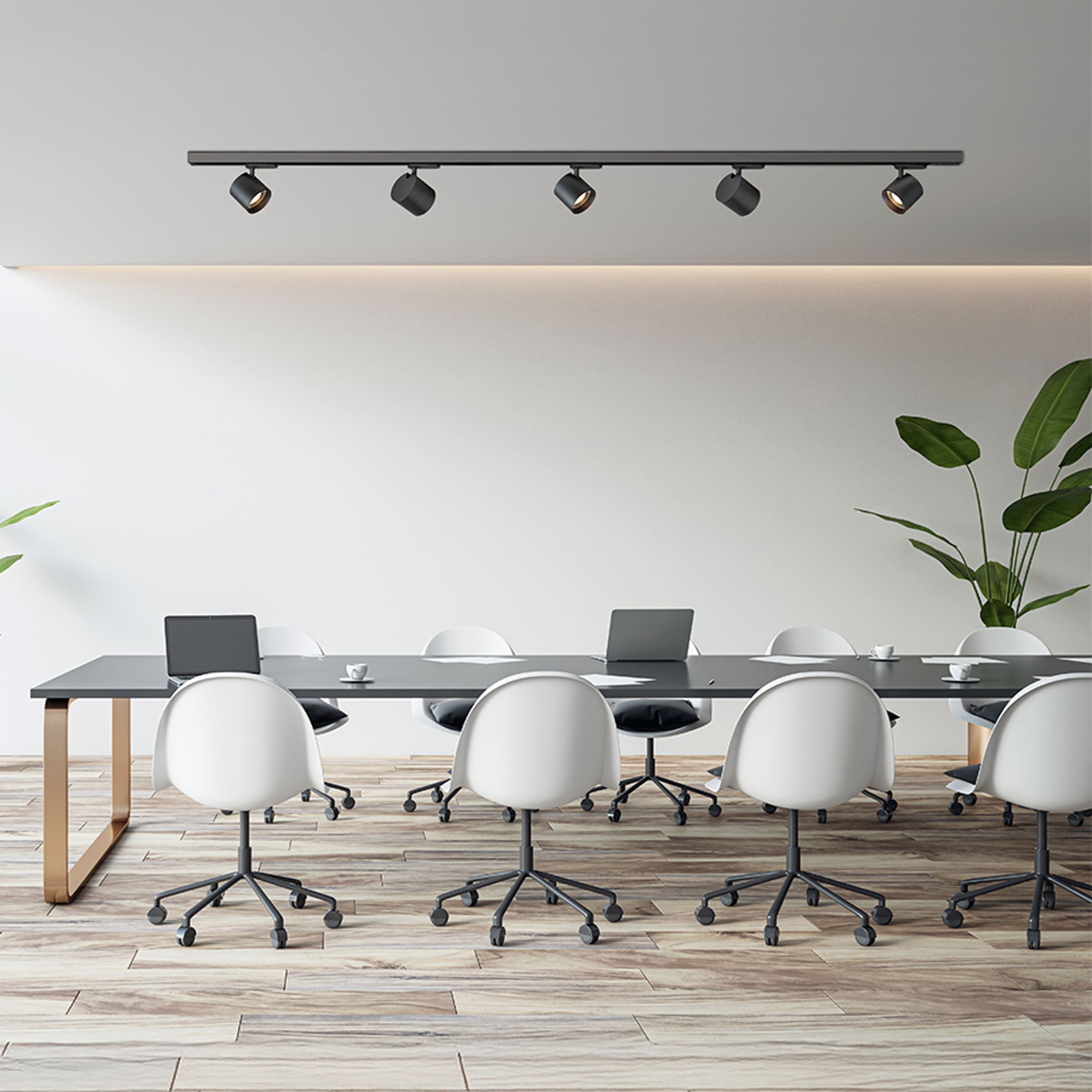 Spot LED cilindric pentru șinele cu 3 circuite, IRIS 9 șină cu 3-circuite negru 230V 12W 24° 3000K