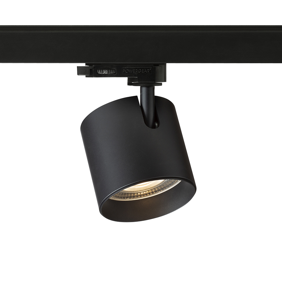 Spot LED cilindric pentru șinele cu 3 circuite, IRIS 9 șină cu 3-circuite negru 230V 12W 24° 3000K