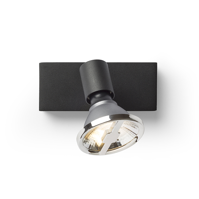 Spot minimalist din metal pentru instalarea pe perete sau tavan, potrivit pentru surse decorative, TRICA I de negru 230V GU10 25W