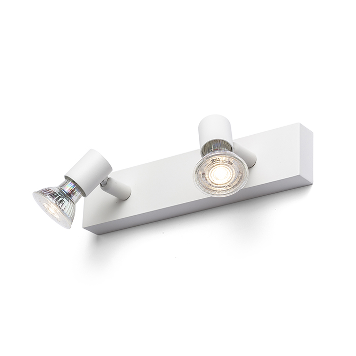Spot minimalist din metal pentru instalarea pe perete sau tavan, potrivit pentru surse decorative, TRICA II de alb 230V GU10 2x25W
