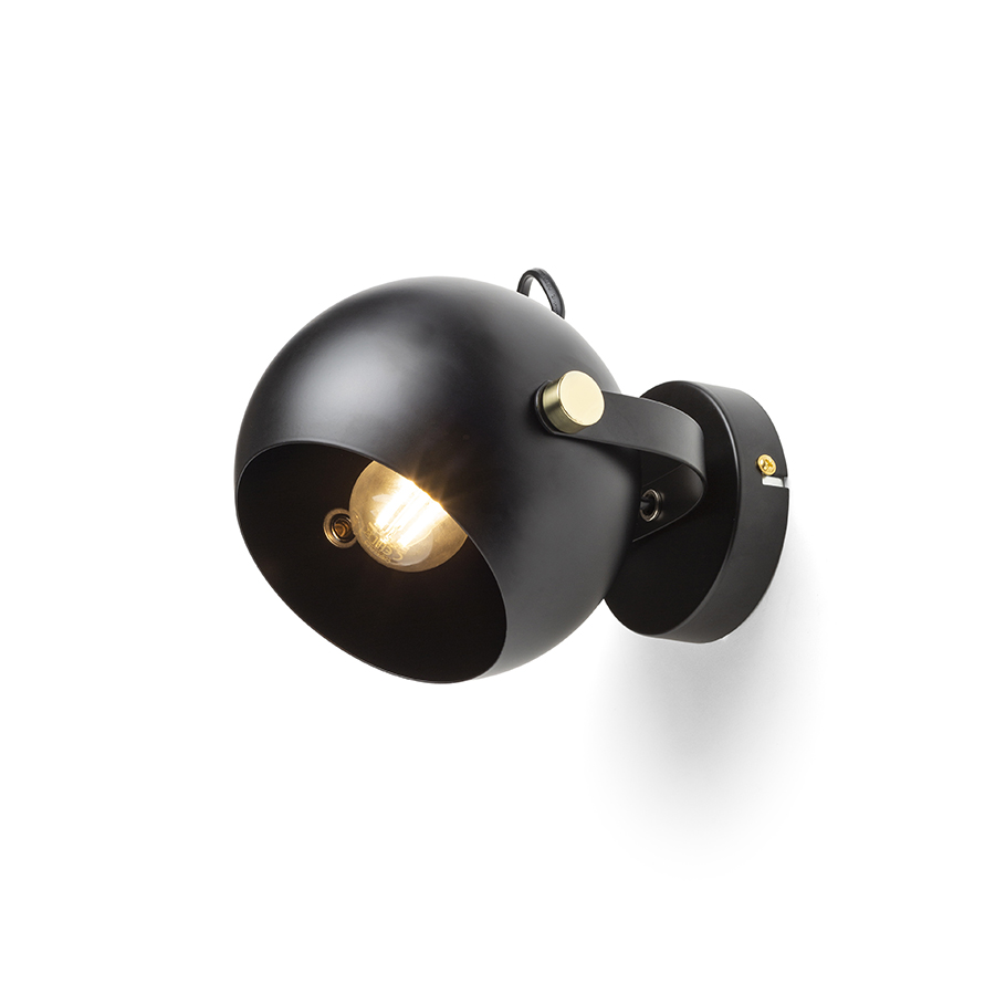 Abajur metalic rotund rotativ cu baza, pentru utilizare cu o sursa de lumină E27 adecvată, AGNETA montat pe suprafață negru 230V LED 11W
