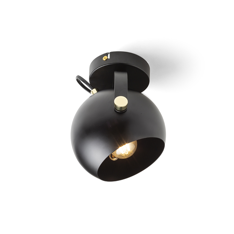 Abajur metalic rotund rotativ cu baza, pentru utilizare cu o sursa de lumină E27 adecvată, AGNETA montat pe suprafață negru 230V LED 11W