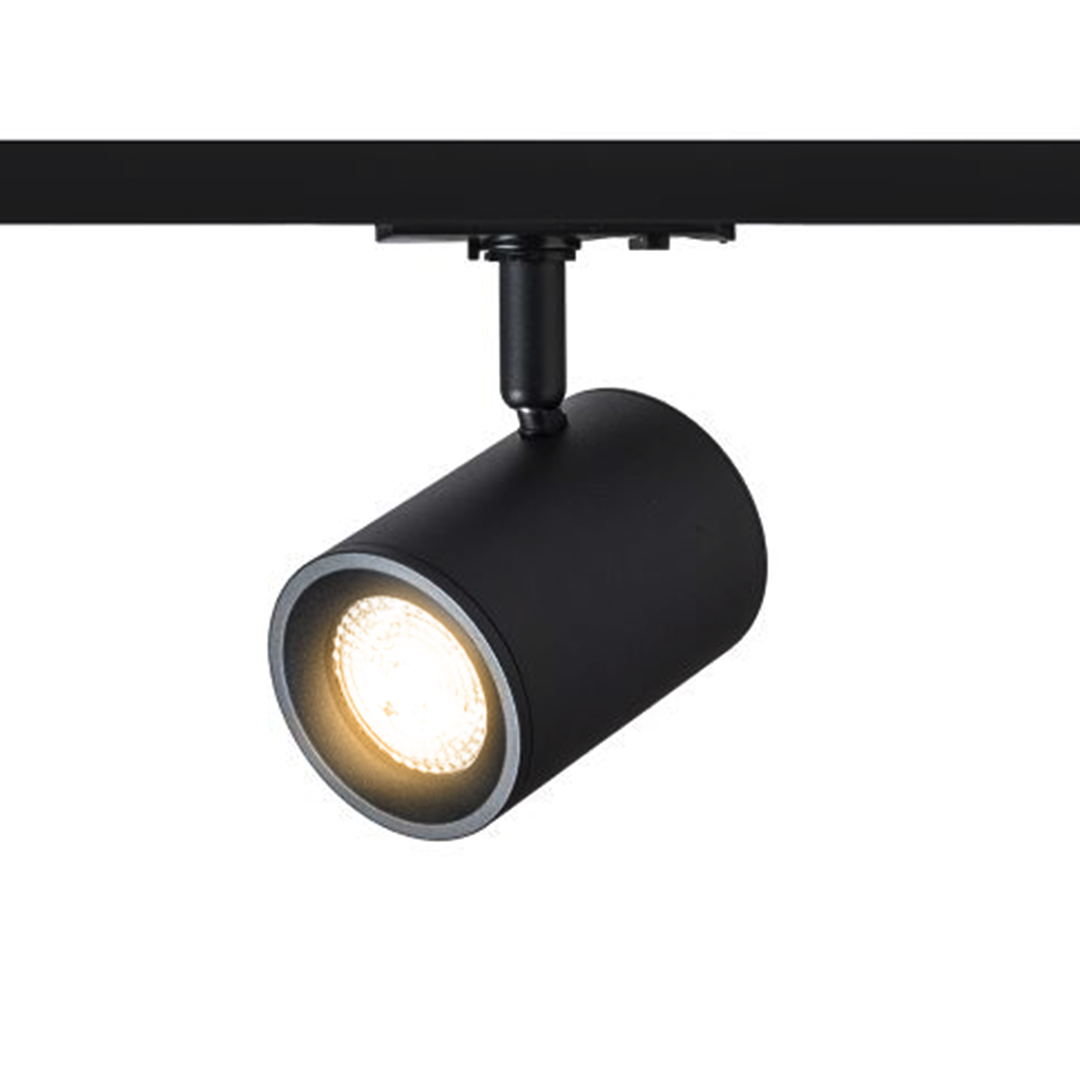 Spot reflectorizant cilindric cu mufă GU10 pentru piese cu 1-circuit, CADENZA șină cu negru 230V LED 10W