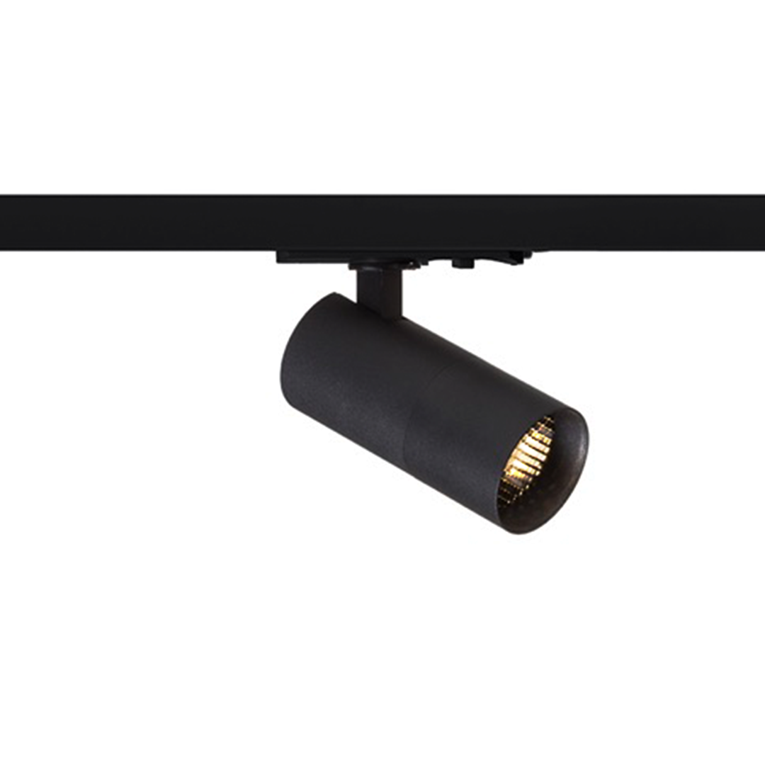 Spot reflectorizant cilindric cu mufă GU10 pentru piese cu 1-circuit, FORZA șină cu negru 230V LED 10W
