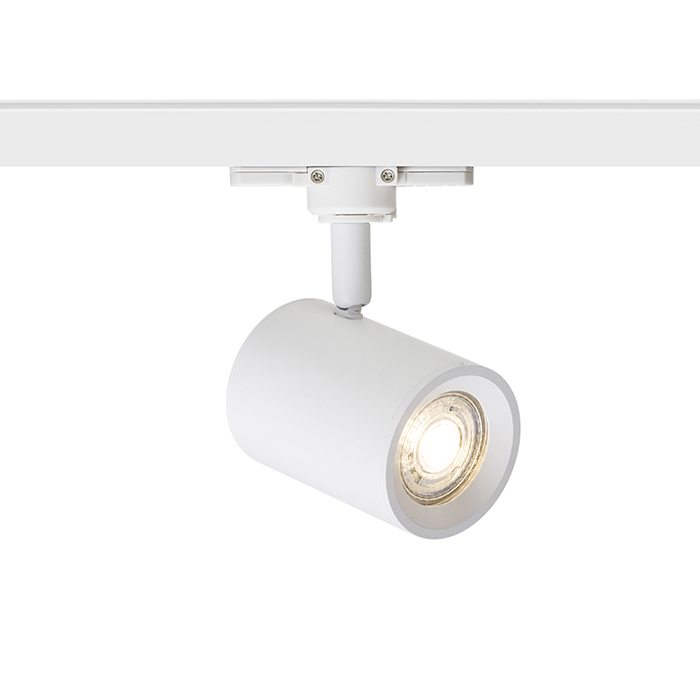 Spot reflectorizant cilindric cu mufă GU10 pentru piese cu 3-circuite, CADENZA șină cu alb 230V LED 10W
