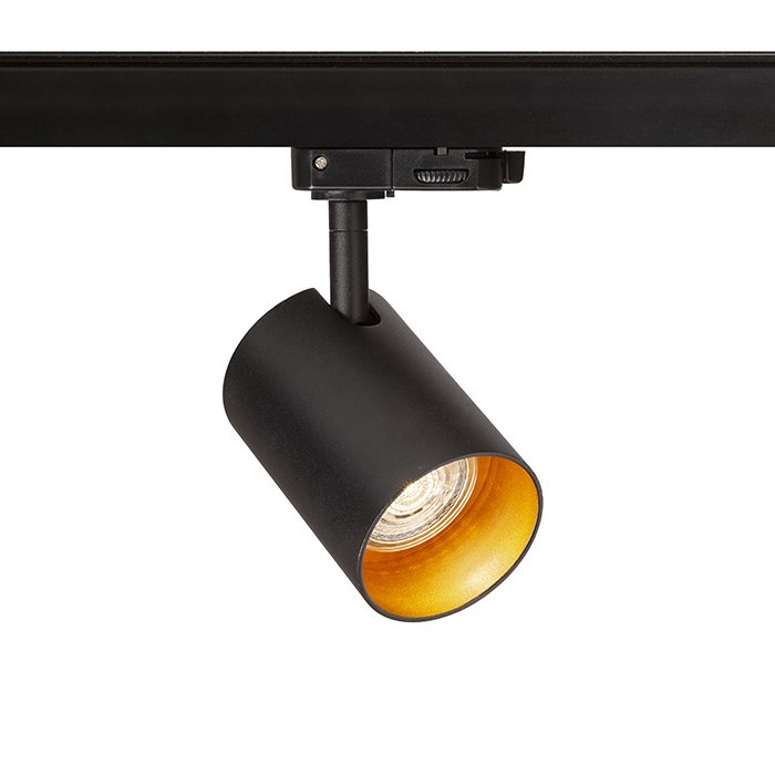Spot reflectorizant cilindric cu mufă GU10 pentru piese cu 3-circuite, CONNOR șină cu negru/auriu 230V LED 10W