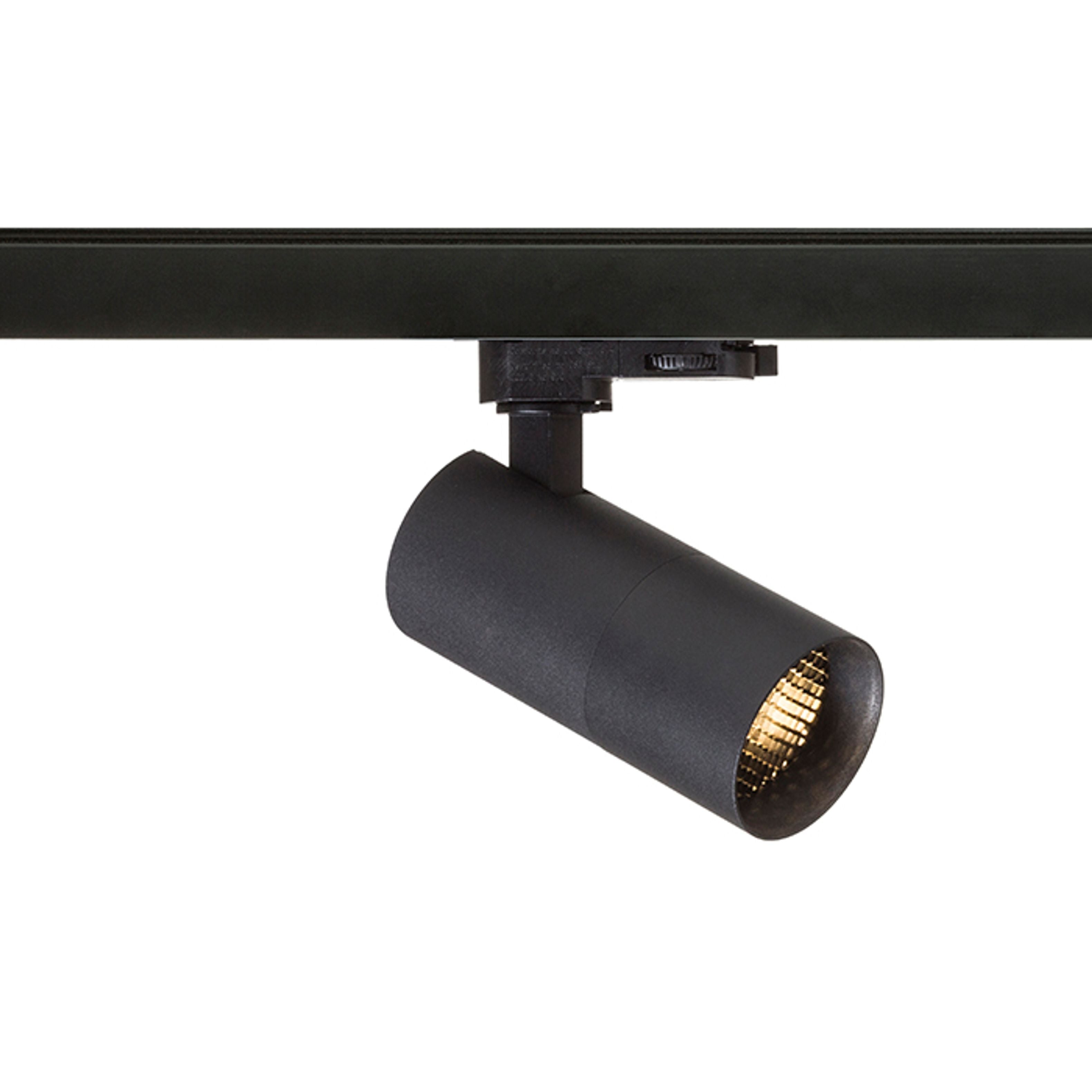 Spot reflectorizant cilindric cu mufă GU10 pentru piese cu 3-circuite, FORZA șină cu negru 230V LED 10W