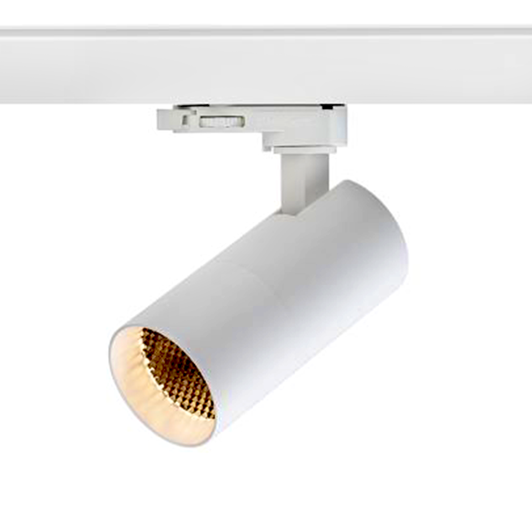 Spot reflectorizant cilindric cu mufă GU10 pentru piese cu 3-circuite, FORZA șină cu negru 230V LED 10W