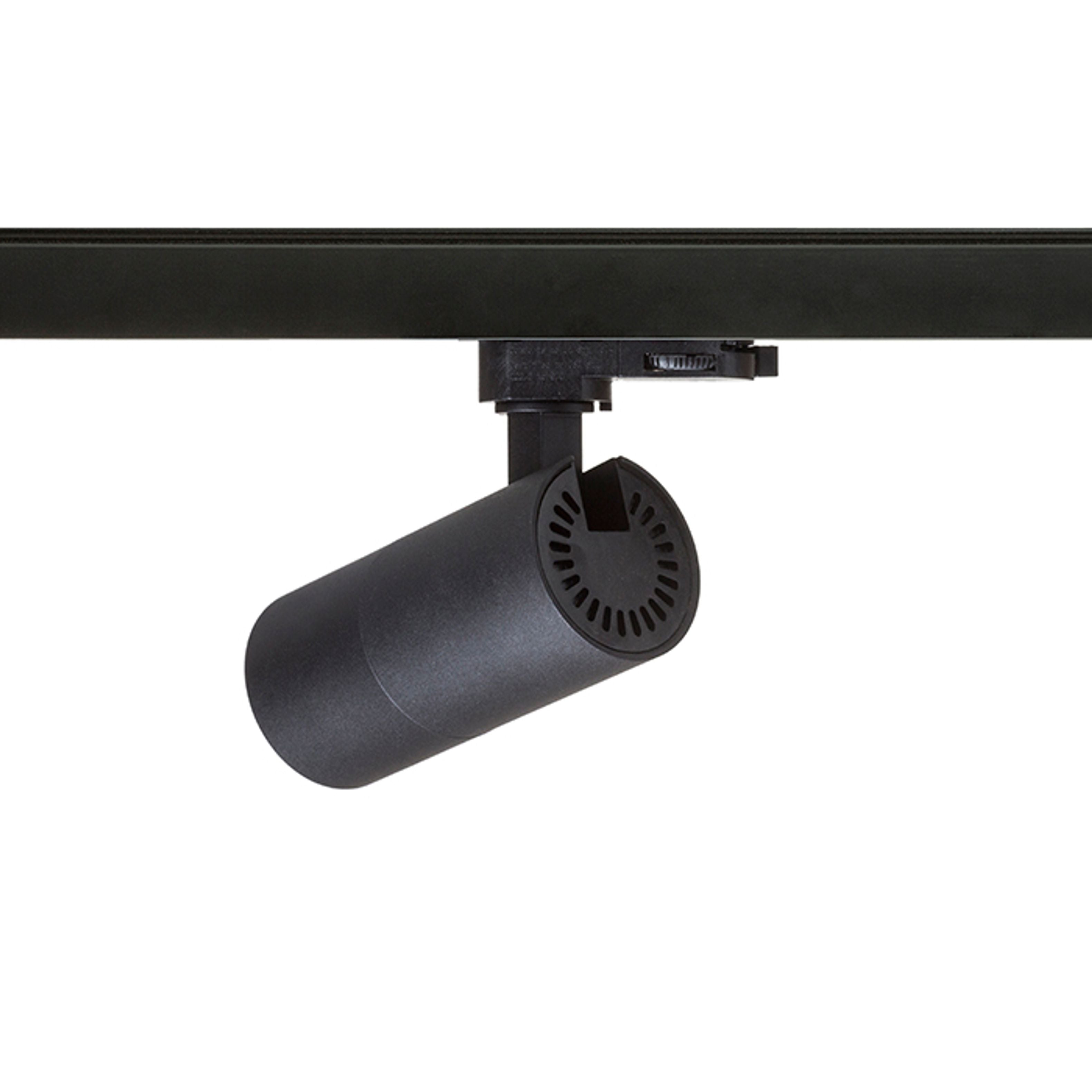 Spot reflectorizant cilindric cu mufă GU10 pentru piese cu 3-circuite, FORZA șină cu negru 230V LED 10W