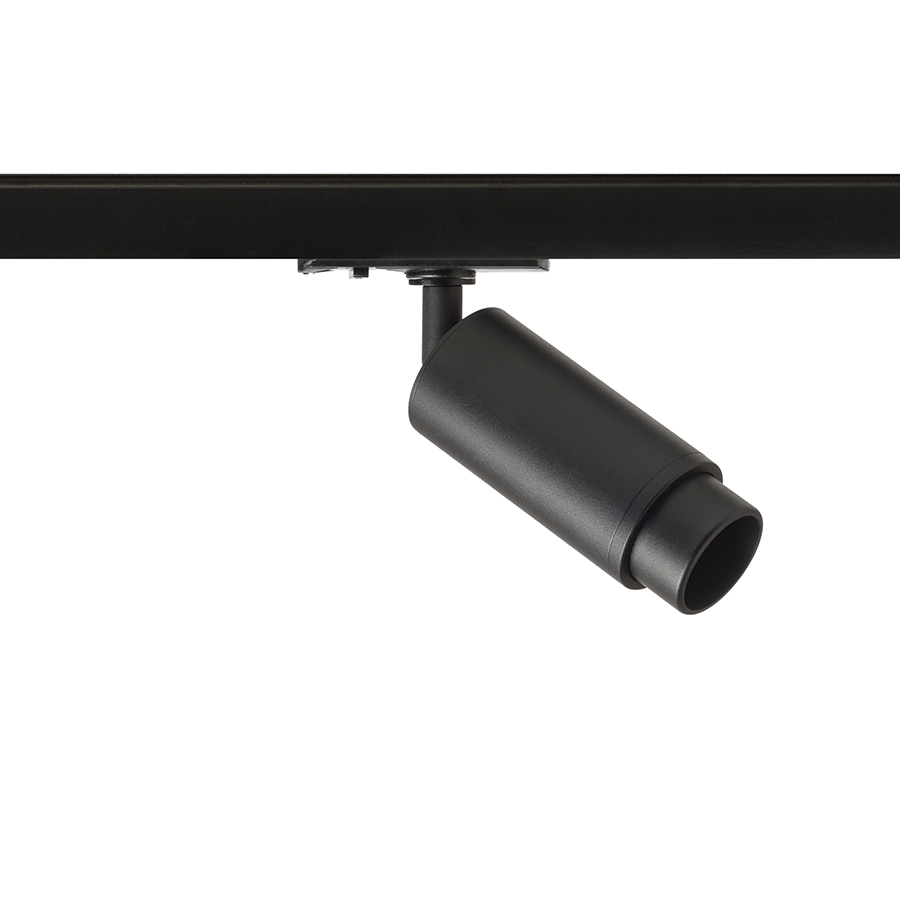 Spot cilindric pentru șinele 1-circuit cu soclu GU10 pentru surse de lumina LED, OPTIMUS 2 ZOOM șină cu 1 circuit negru 230V 9W 25 65°