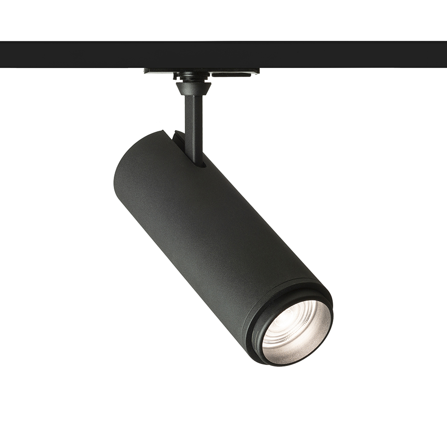 Spot reglabil in formă de tub pentru piste cu 1-circuit, cu posibilitatea de a regla unghiul, FOCUS 20 ZOOM DIMM șină cu 1-circuit negru 230V LED 20W 10 60° 3000K 4000K 5000K