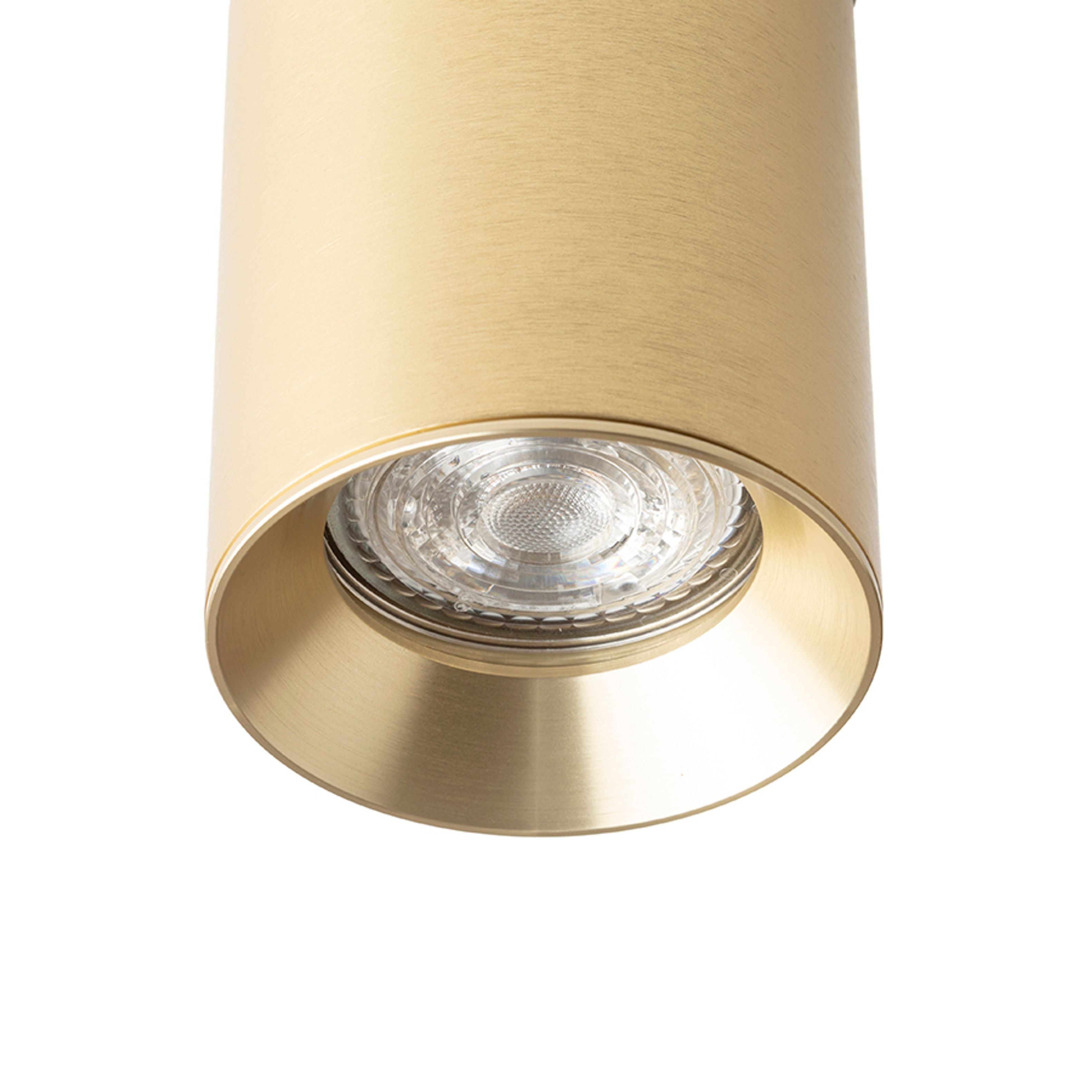 Spot cilindric cu soclu GU10 pentru surse de lumina LED, inclusiv o nuantă decorativa din alama, DARIO șină cu 3-circuite alamă pieptănat 230V LED 9W