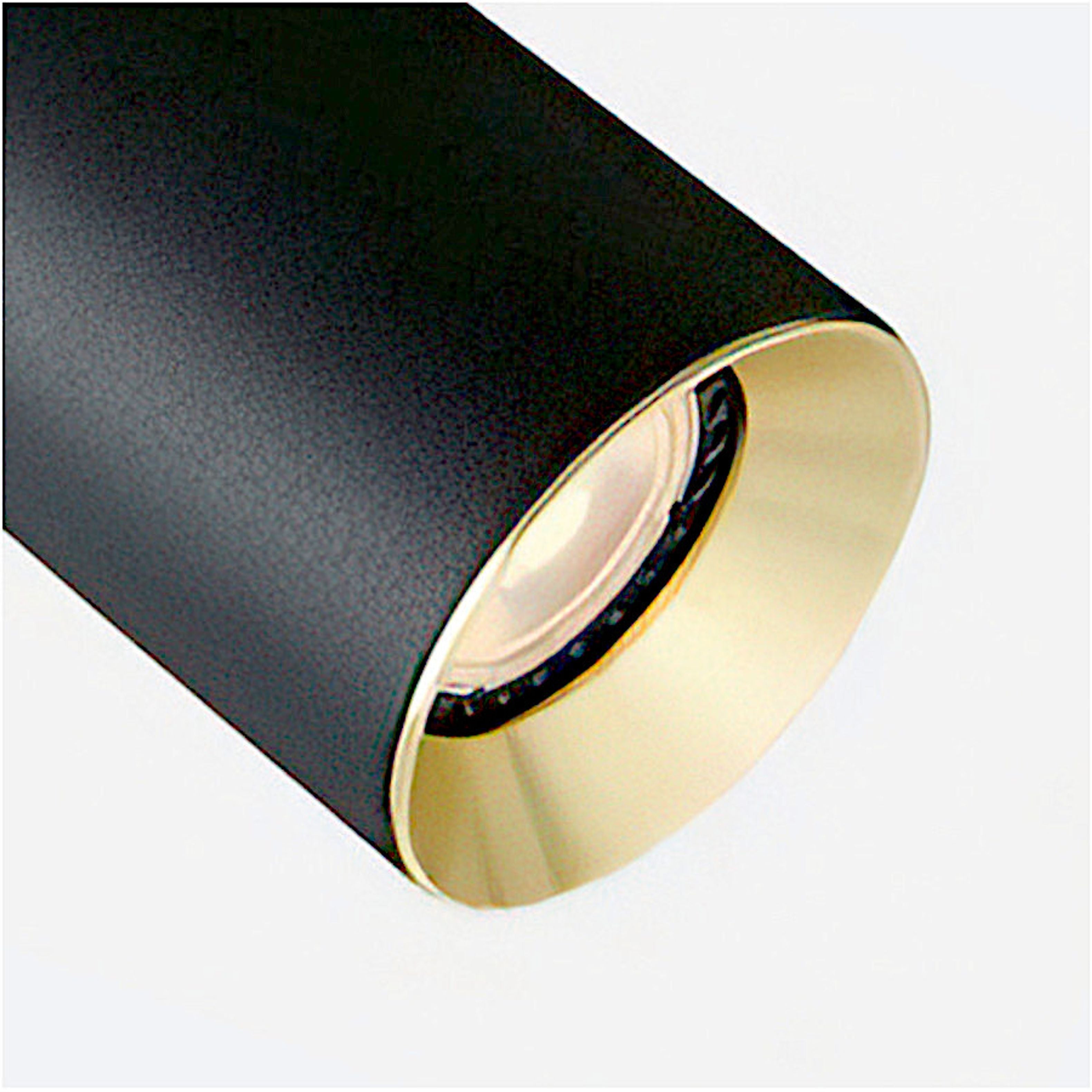Spot cilindric cu soclu GU10 pentru surse de lumina LED, inclusiv o nuantă decorativa din alama, DARIO șină cu 3-circuite negru alamă pieptănat 230V LED 9W