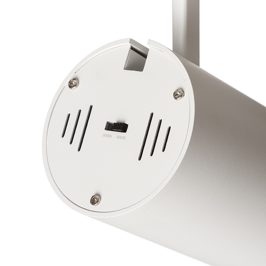 Spot reglabil in formă de tub pentru piste cu 3-circuite, cu posibilitatea de a regla unghiul, FOCUS 30 ZOOM DIMM șină cu 3-circuite alb 230V LED 30W 10 60° 3000K 4000K 5000K