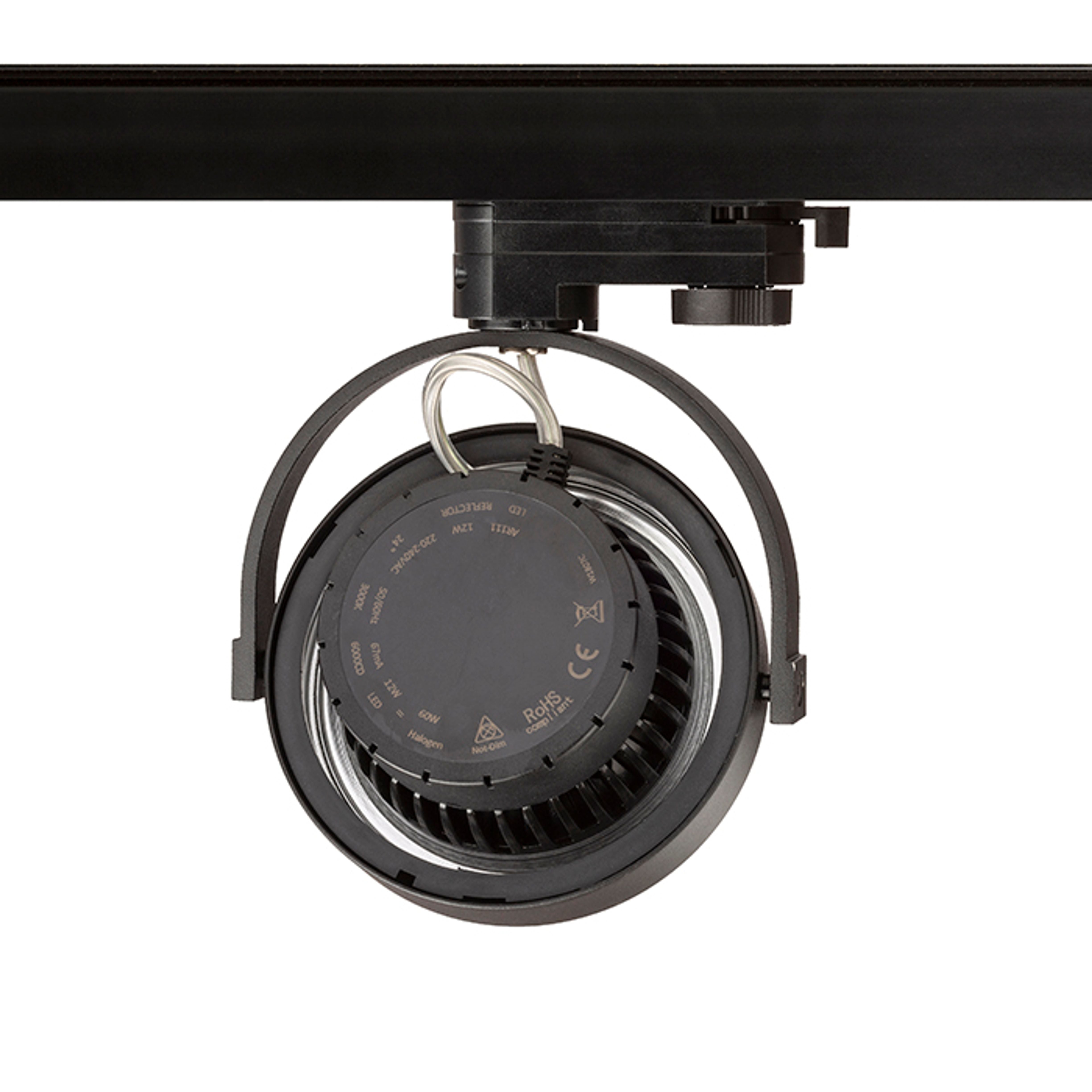 Corp de iluminat pentru șină cu 3-circuite, KELLY LED sina cu negru 230V 12W 24° 3000K