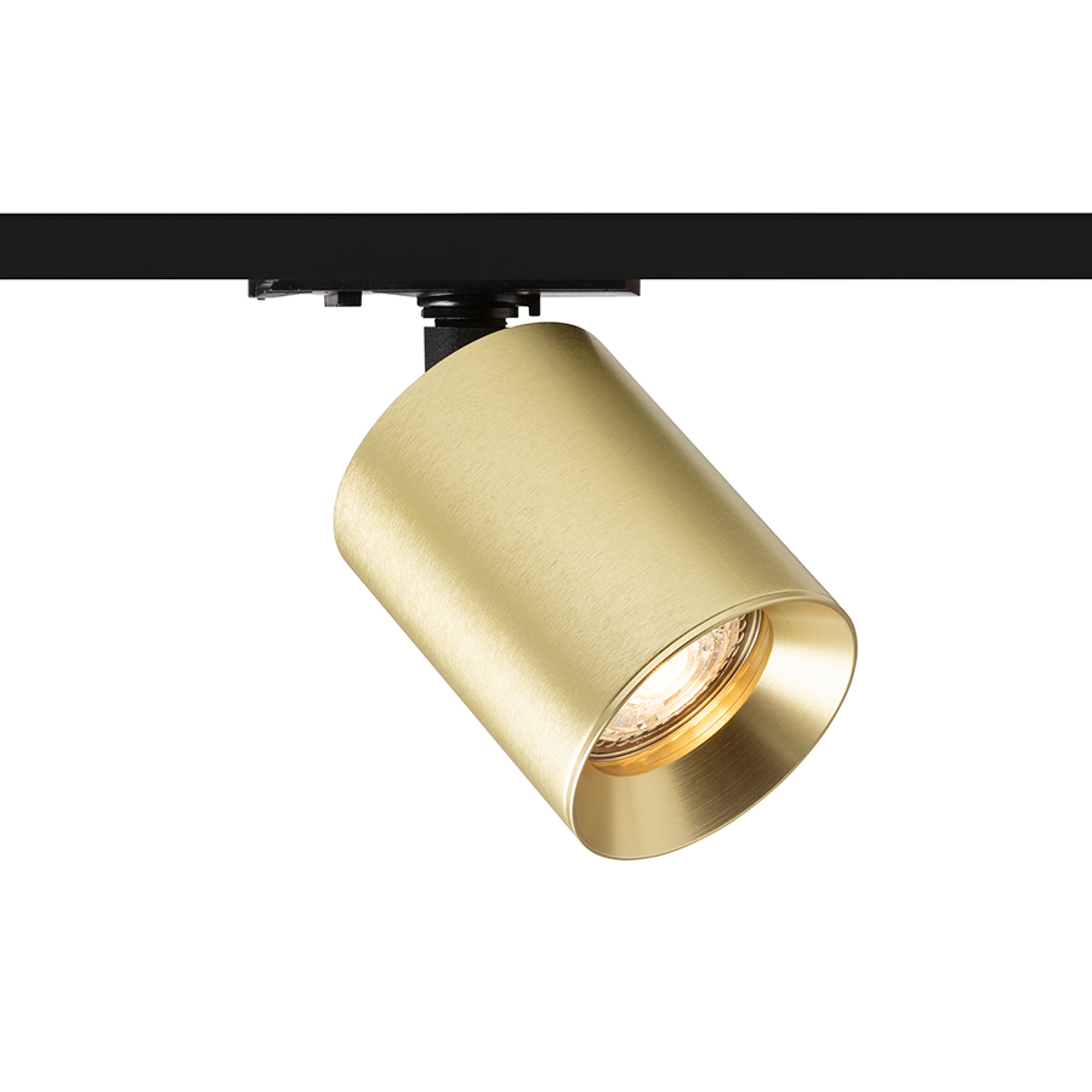 Spot cilindric cu soclu GU10 pentru surse de lumina LED, inclusiv o nuanță decorativa din alama, DARIO șină cu 1-circuit alamă pieptănat 230V LED 9W