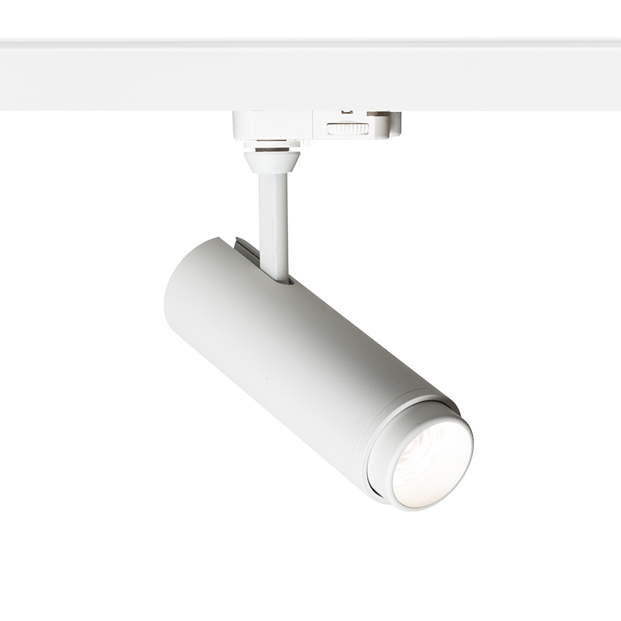 Spot reglabil in formă de tub pentru piste cu 3-circuite, cu posibilitatea de a regla unghiul, FOCUS 12 ZOOM DIMM șină cu 3-circuite alb 230V LED 12W 10 60° 3000K 4000K 5000K