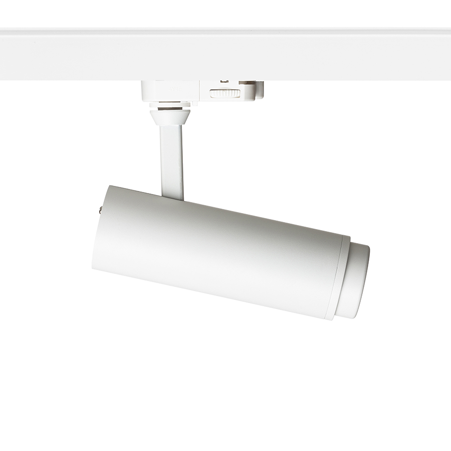 Spot reglabil in formă de tub pentru piste cu 3-circuite, cu posibilitatea de a regla unghiul, FOCUS 12 ZOOM DIMM șină cu 3-circuite alb 230V LED 12W 10 60° 3000K 4000K 5000K