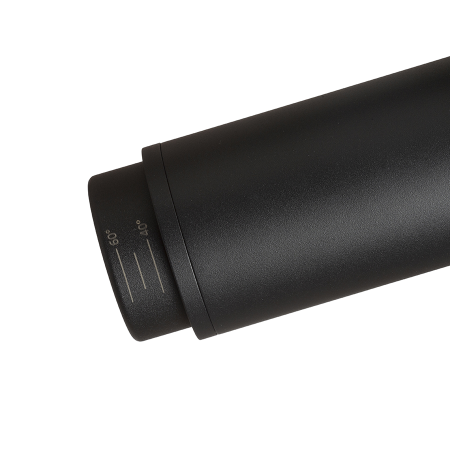 Spot reglabil in formă de tub pentru piste cu 3-circuite, cu posibilitatea de a regla unghiul, FOCUS 12 ZOOM DIMM șină cu 3-circuite negru 230V LED 12W 10 60° 3000K 4000K 5000K