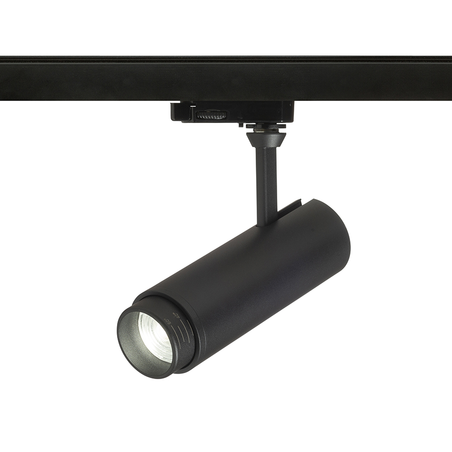 Spot reglabil in formă de tub pentru piste cu 3-circuite, cu posibilitatea de a regla unghiul, FOCUS 12 ZOOM DIMM șină cu 3-circuite negru 230V LED 12W 10 60° 3000K 4000K 5000K