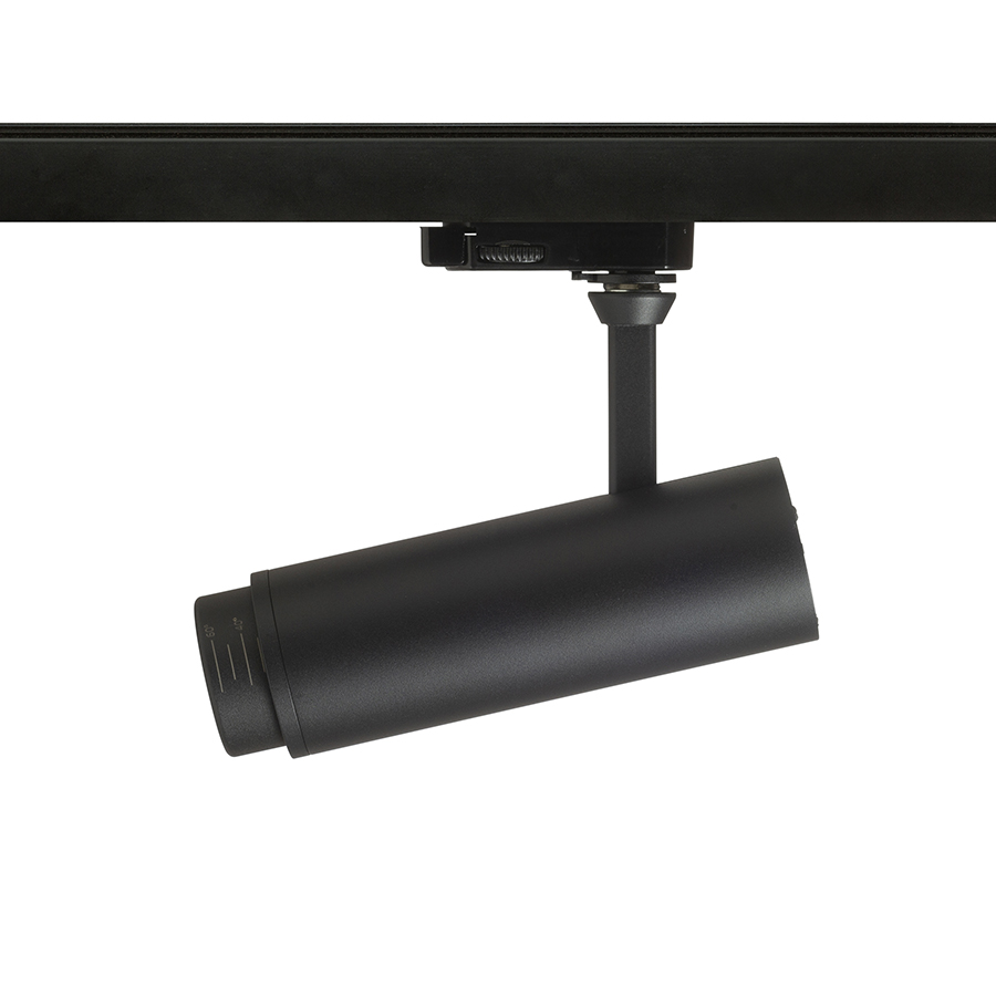 Spot reglabil in formă de tub pentru piste cu 3-circuite, cu posibilitatea de a regla unghiul, FOCUS 12 ZOOM DIMM șină cu 3-circuite negru 230V LED 12W 10 60° 3000K 4000K 5000K