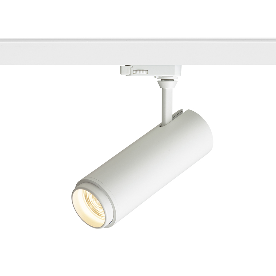 Spot reglabil in formă de tub pentru piste cu 3-circuite, cu posibilitatea de a regla unghiul, FOCUS 20 ZOOM DIMM șină cu 3-circuite alb 230V LED 20W 10 60° 3000K 4000K 5000K