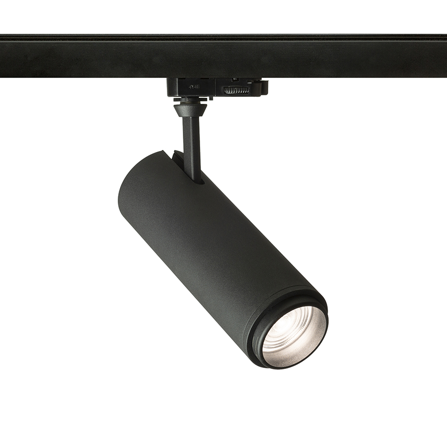 Spot reglabil in formă de tub pentru piste cu 3-circuite, cu posibilitatea de a regla unghiul, FOCUS 20 ZOOM DIMM șină cu 3-circuite negru 230V LED 20W 10 60° 3000K 4000K 5000K