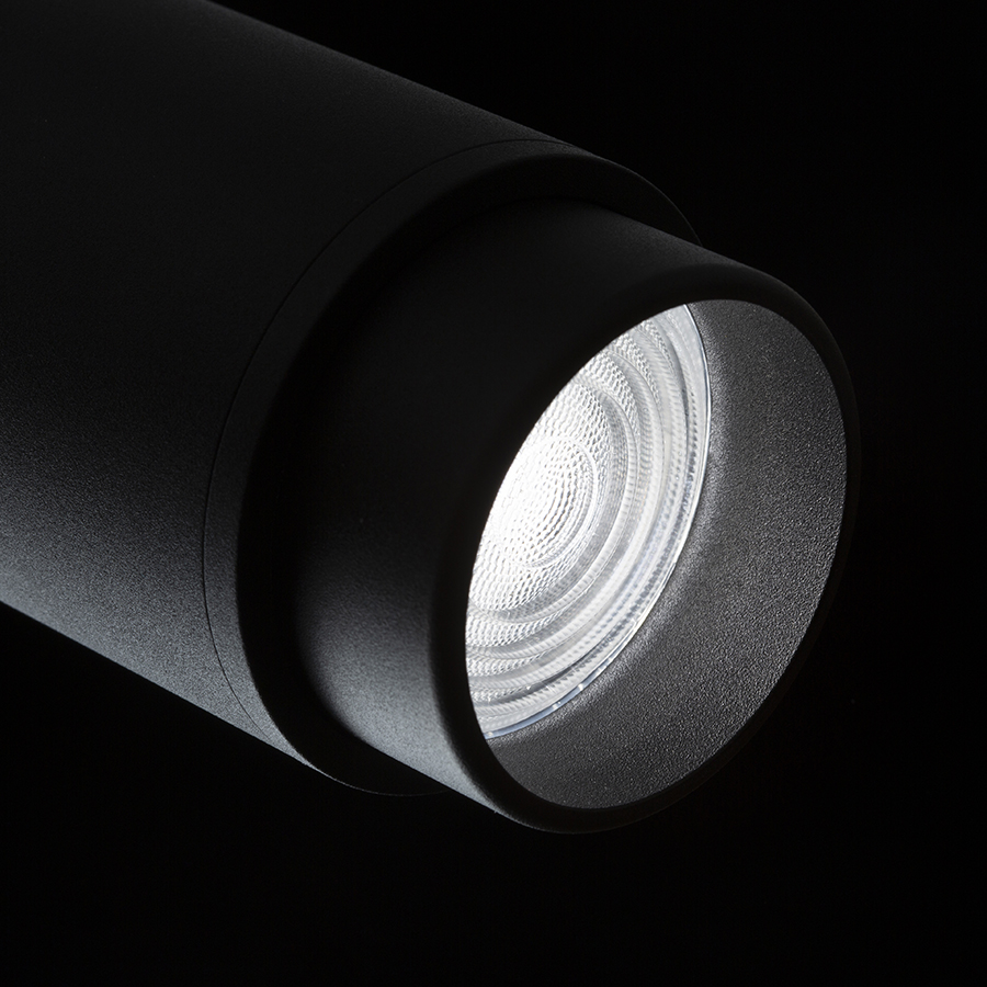 Spot reglabil in formă de tub pentru piste cu 3-circuite, cu posibilitatea de a regla unghiul, FOCUS 20 ZOOM DIMM șină cu 3-circuite negru 230V LED 20W 10 60° 3000K 4000K 5000K