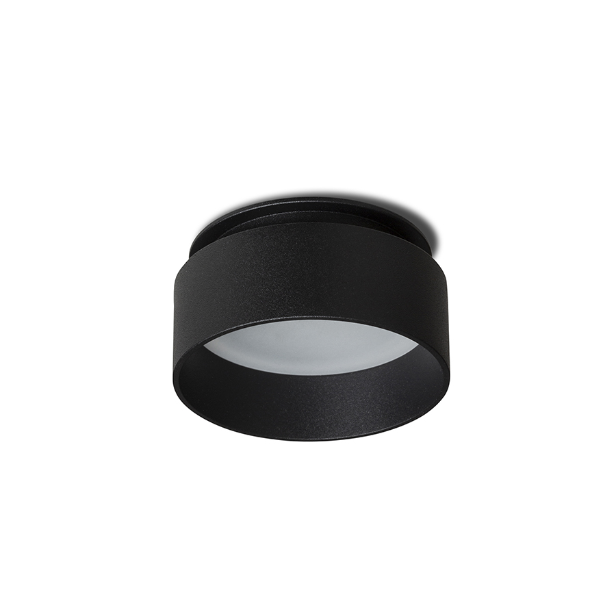 Lumina partial incastrata din aluminiu cu un offset pentru iluminare indirecta, potrivita pentru, TORD încastrat negru 230V LED GU10 9W