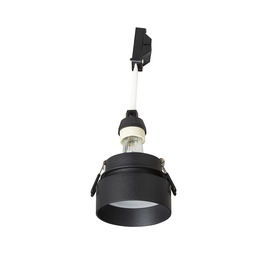 Lumina partial incastrata din aluminiu cu un offset pentru iluminare indirecta, potrivita pentru, TORD încastrat negru 230V LED GU10 9W
