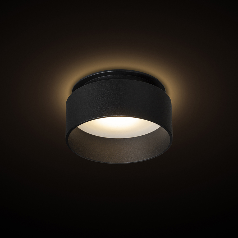 Lumina partial incastrata din aluminiu cu un offset pentru iluminare indirecta, potrivita pentru, TORD încastrat negru 230V LED GU10 9W