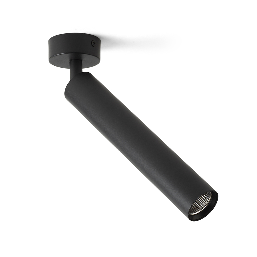 Lumina LED tubulară montata la suprafață pe baza circulară, DARRIN R montat pe negru 230V 6W 24° 3000K