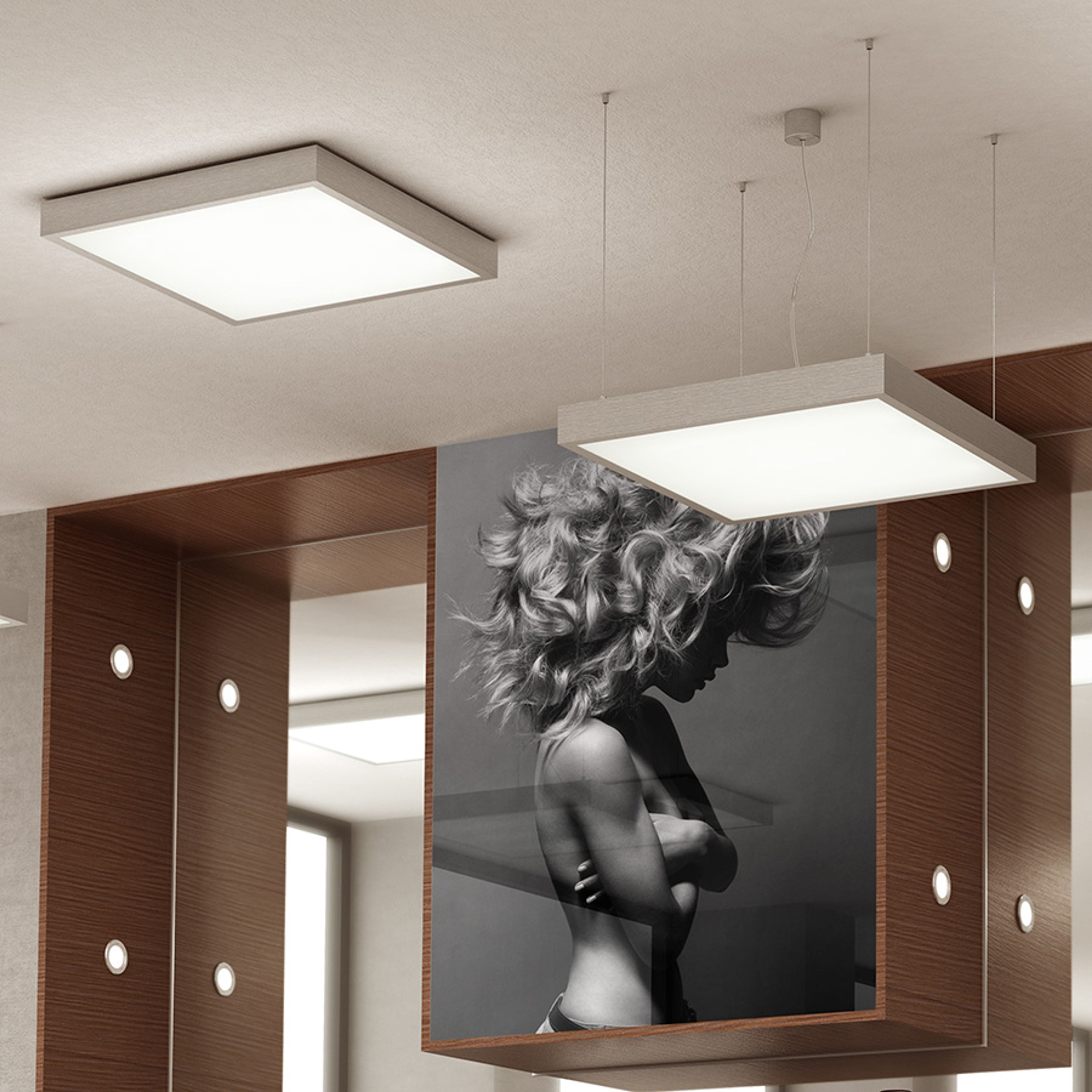 Suport LED cu profil din aluminiu, cu design elegant, cu difuzor PMMA de culoare opală pentru, STRUCTURAL LED 55x55 suspendat aluminiu 230V 48W 3000K